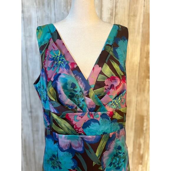 Calvin Klein Floral Watercolor Dress - Sleeveless V-neck - Size 10 (estimate) - Picture 2 of 7